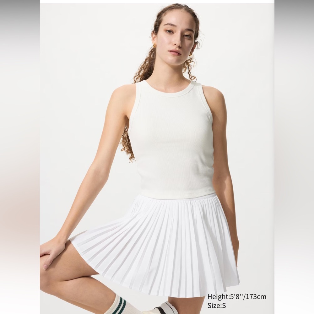 Uniqlo Ribbed Crop Bra Top - White, Medium